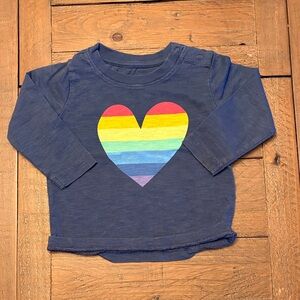 Primary Blue Long Sleeve Shirt with Rainbow Heart